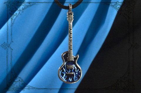 серебряный кулон синяя гитара Gibson