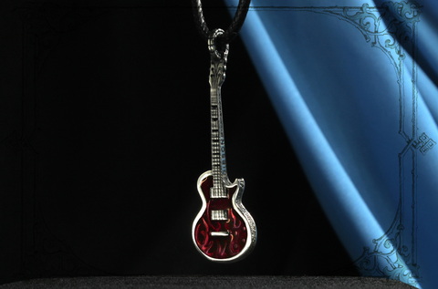 серебряный кулон красная гитара Gibson