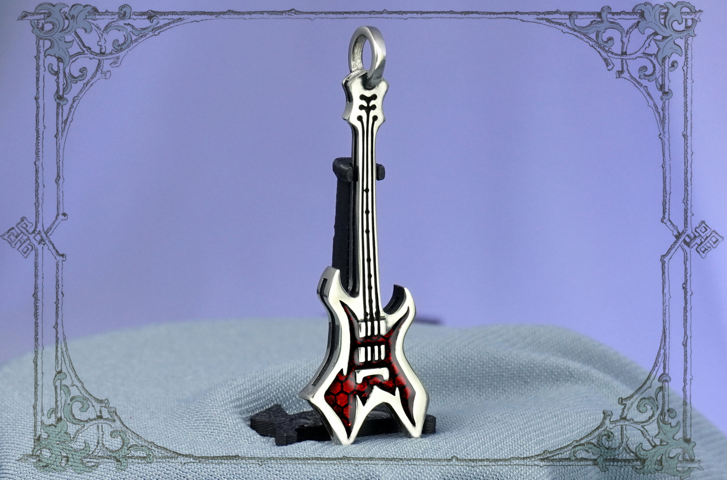 подвеска гитара для девушки с красной эмалью в Joker-Studio