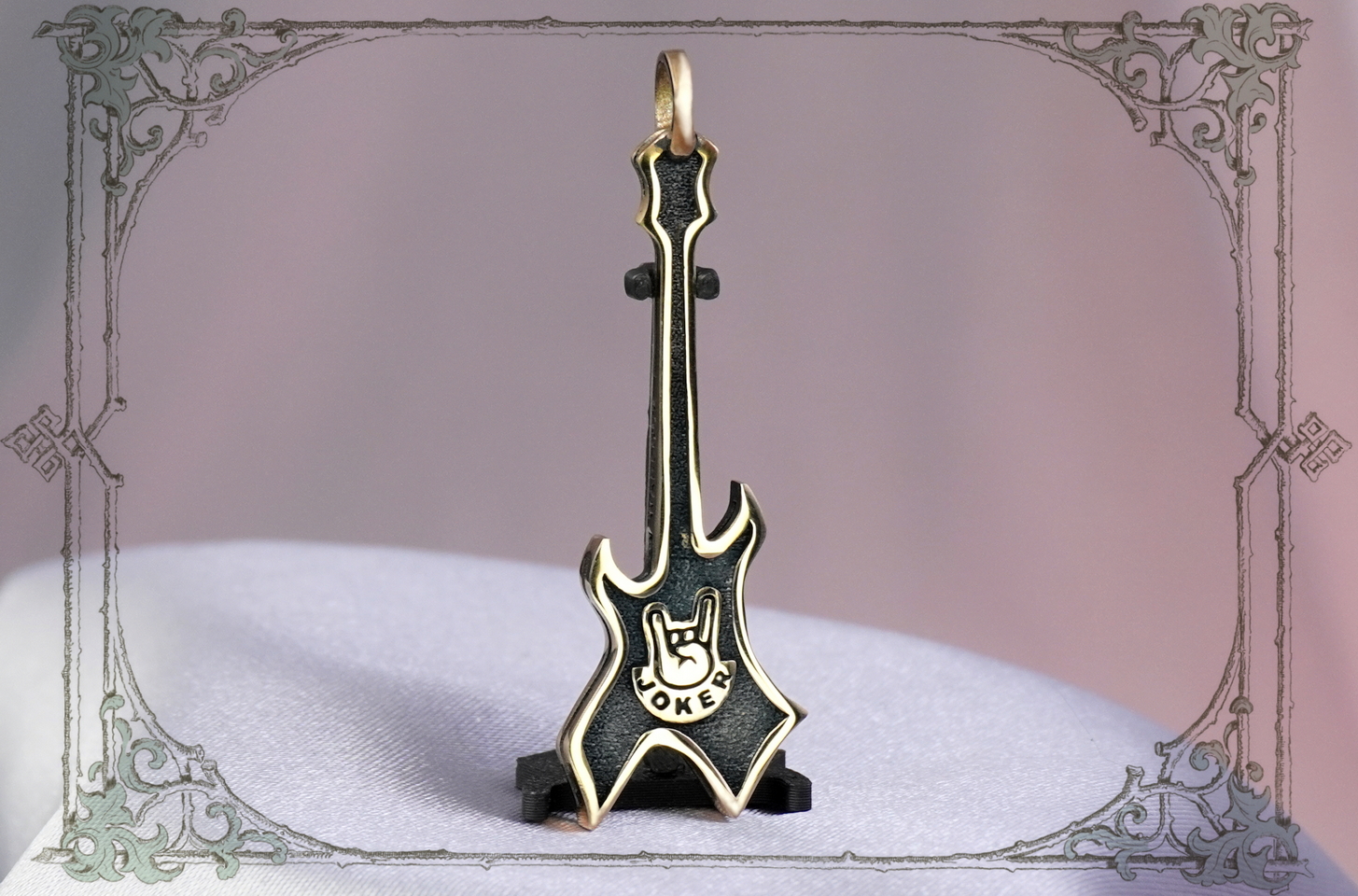 подвеска гитара со знаком козы - рок атрибутика от Joker-Studio