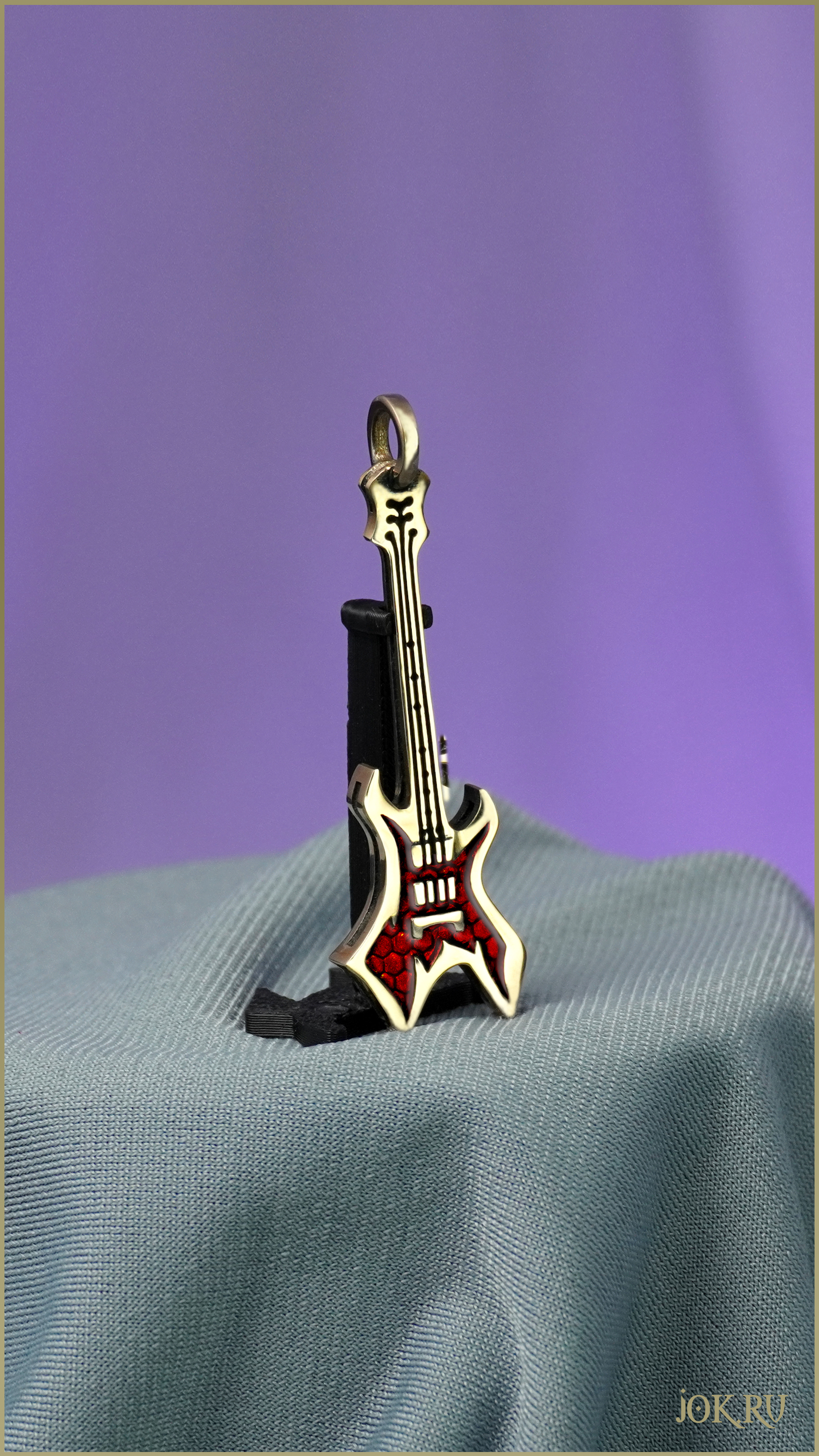 подвеска Warlock гитара с красной эмалью от Joker-Studio