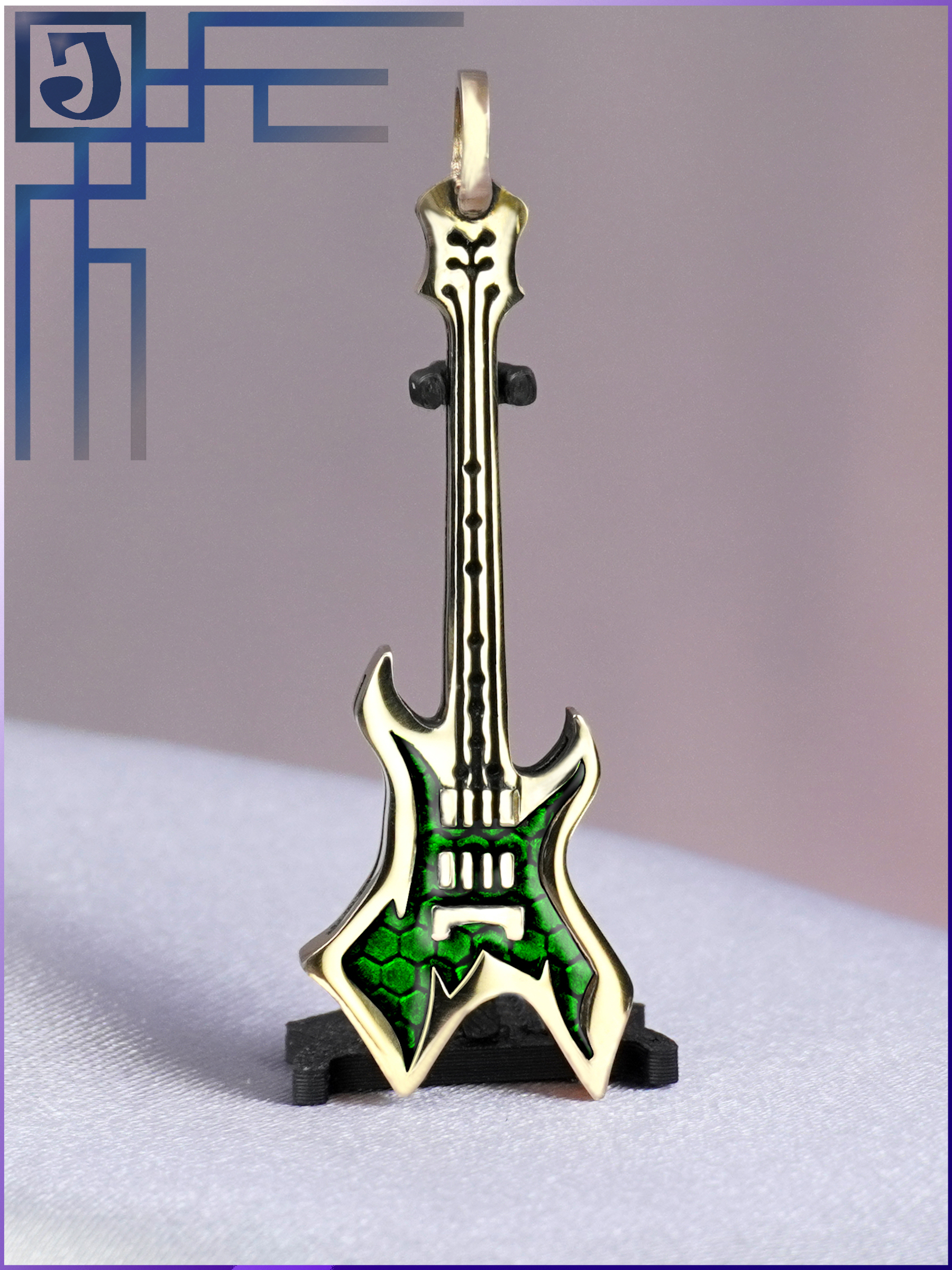 Золотой кулон „Гитара Warlock“ дэт‑метал