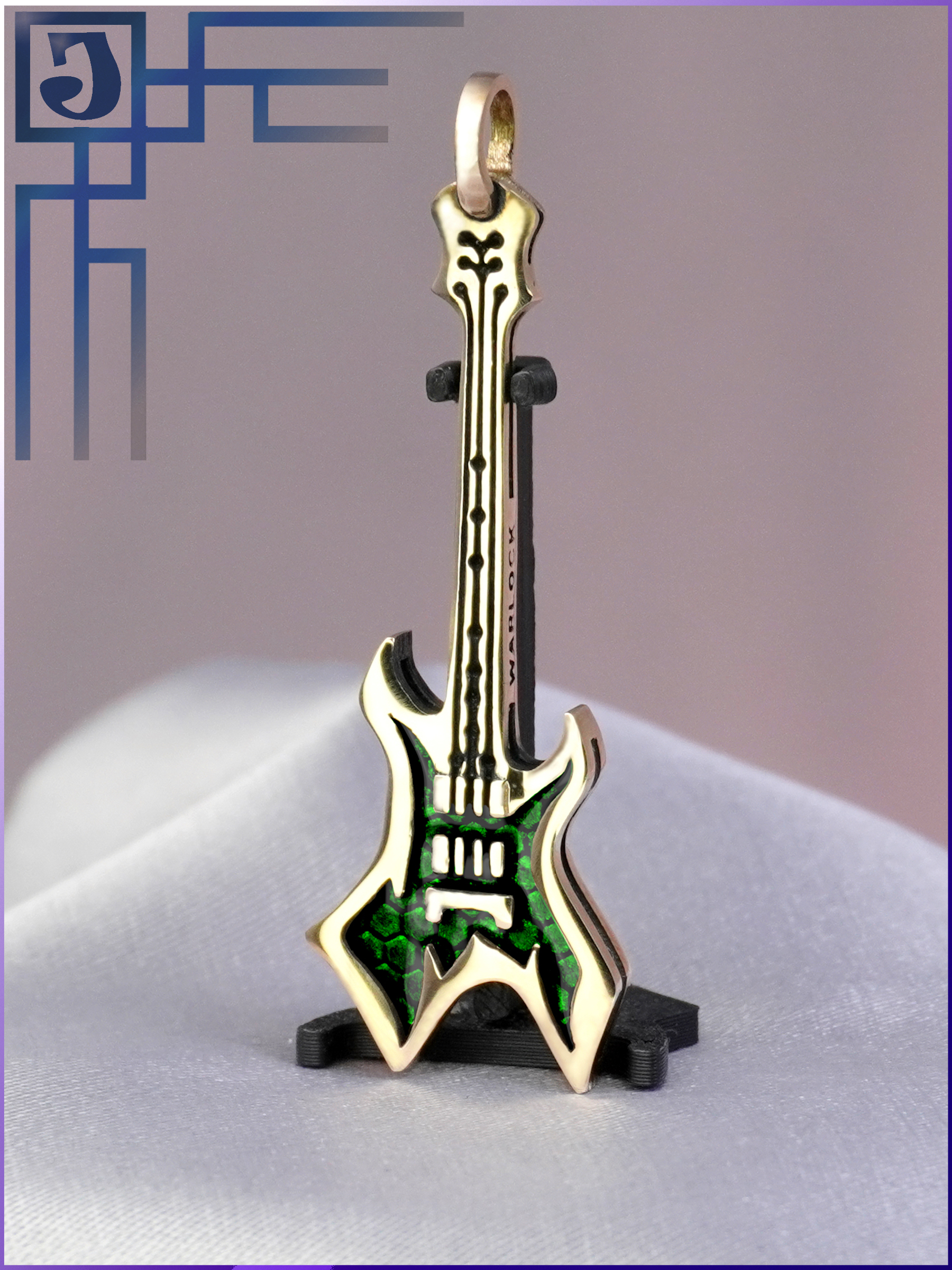 Бронзовая Гитара Warlock из металла рок‑атрибут блэк‑метал в Joker-Studio