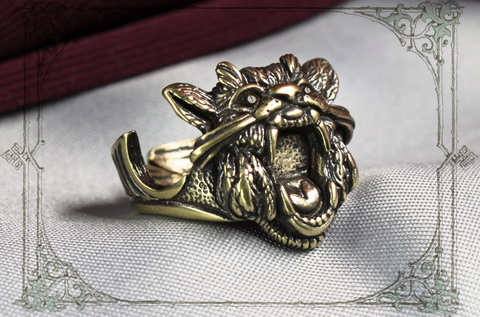 кольцо в виде головы кота ювелирная бронза