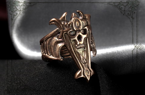 Кольцо с черепом мужское ювелирное украшение с медным покрытием