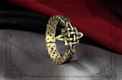Обручальное кольцо оберег «Звезда Руси» из золотой бронзы